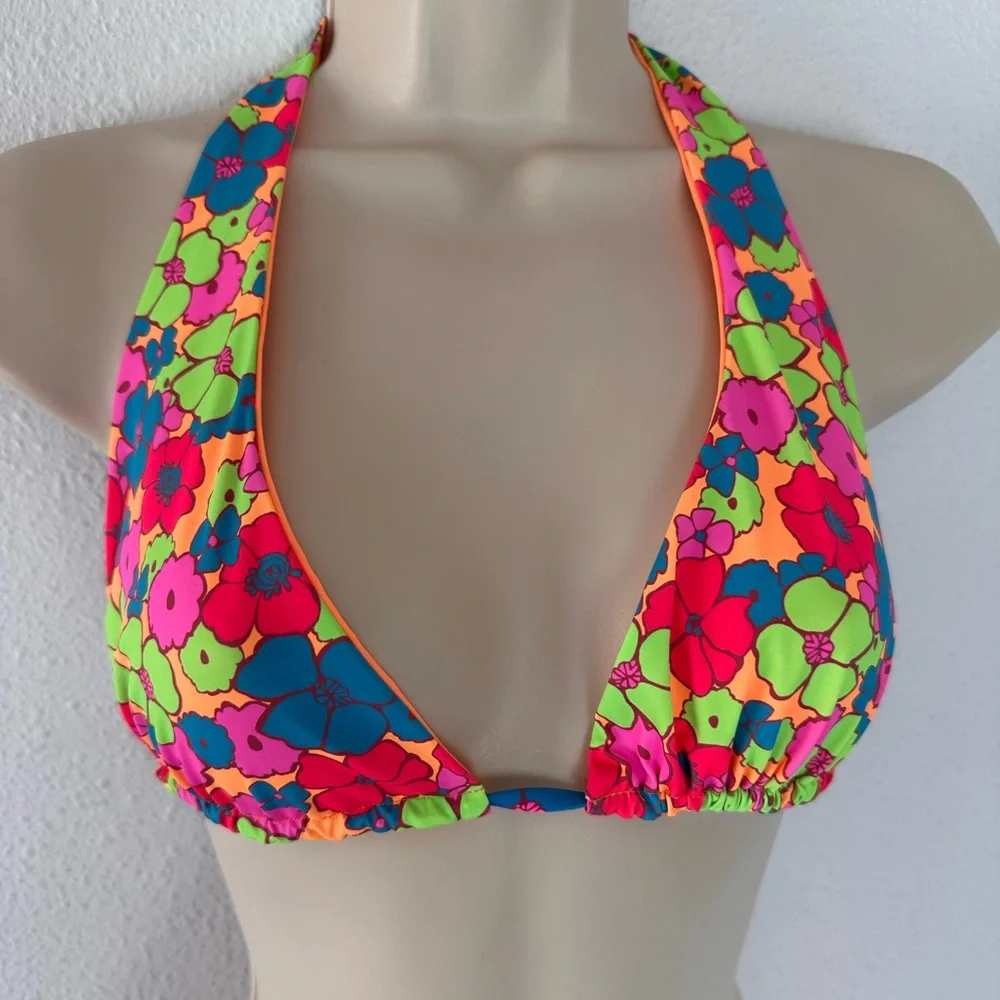 Frankies bikinis bright floral bikini L top S bottom